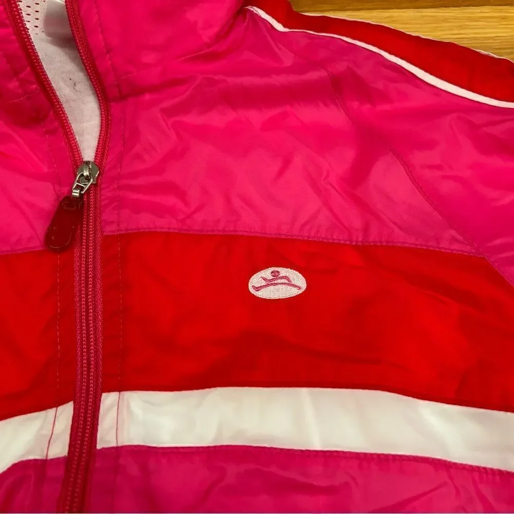 Hanes Sport Vintage pink/red/white kids windbreaker jacket